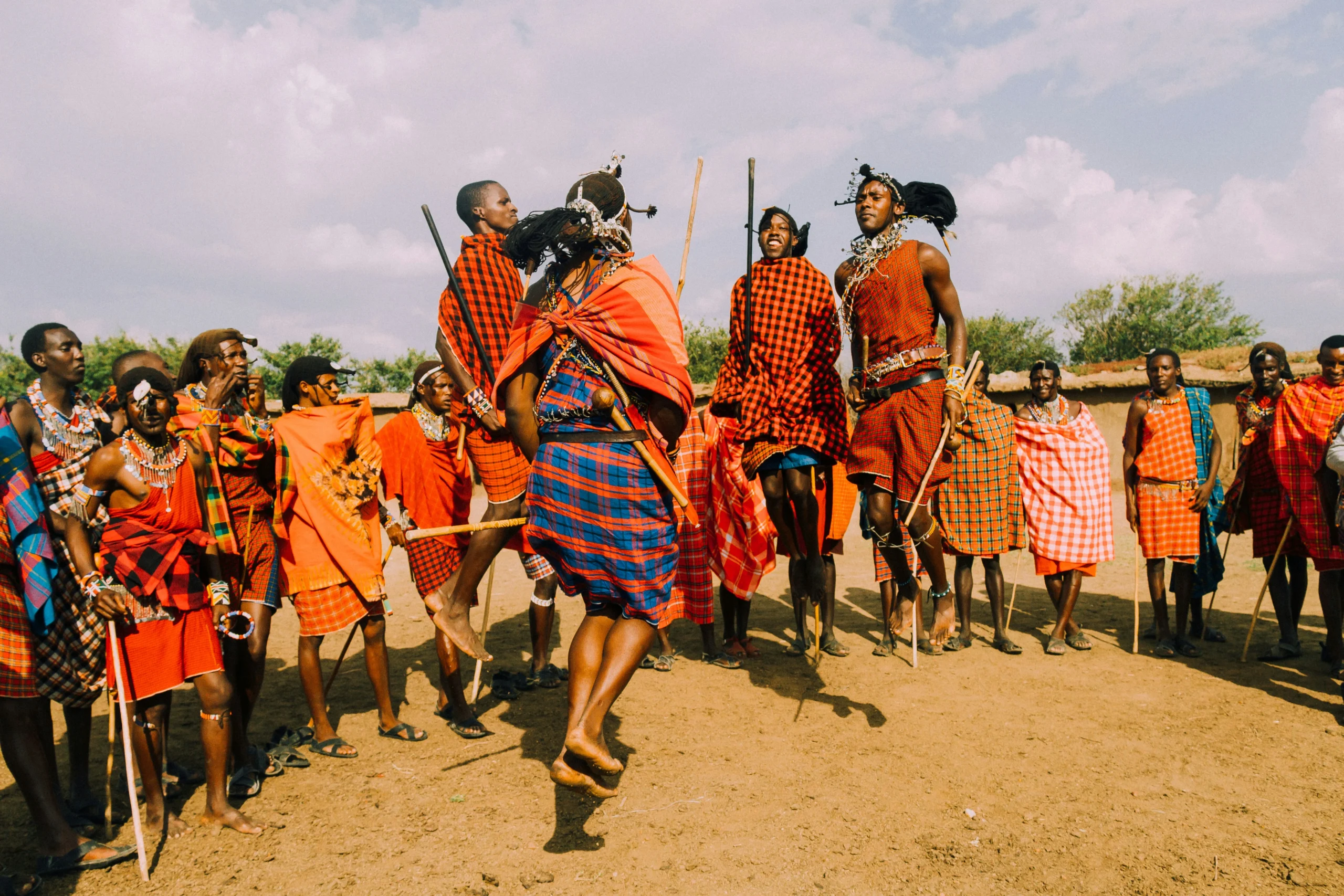 maasai warriors jumping dance - maasai village visit