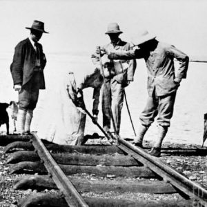 Workers constructing the Uganda Railway in Kenya during the late nineteenth century