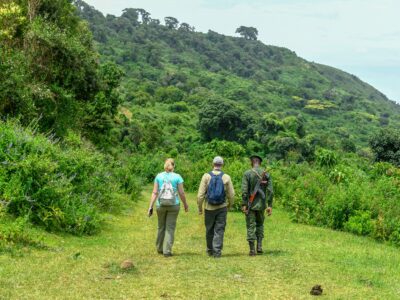 Kenya walking safari group with guide Kenya walking safari group with guide