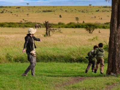 Family on a safe, nature in the Masai Mara