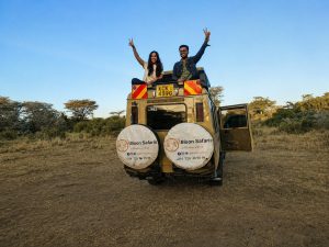 Travelling by road using the Bison Safaris land cruiser